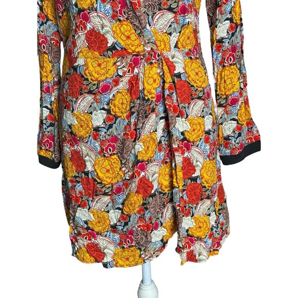 Zara TRF Floral Brocade Mini Dress Sz S Retro 70s Mod Urban Boho Tapestry Artsy - Picture 3 of 8